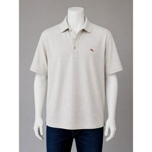 Tommy Bahama Island Zone Supima Cotton Polo‎ Shirt Mens Small Cream Golf Shirt